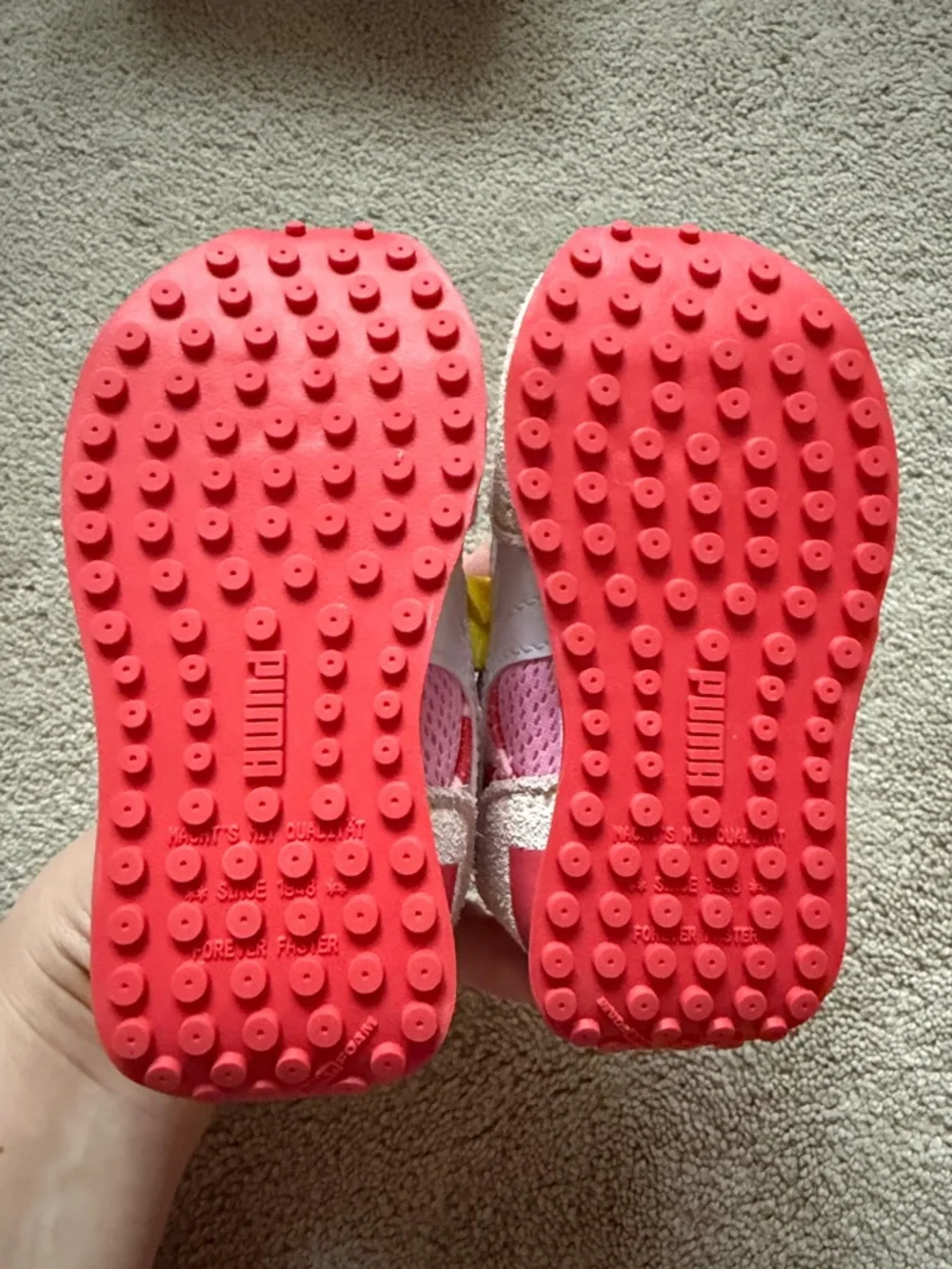 Puma Kids Pink and Red Lightweight Sneakers with Yellow Accents - Picture 3 of 4